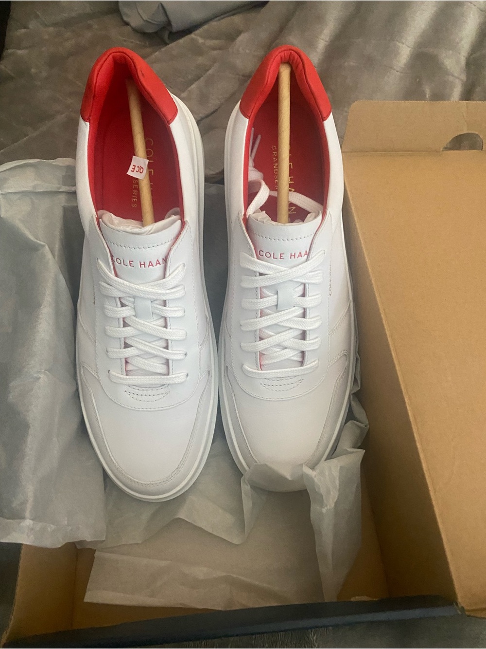 Cole Haan Women's White Sneakers with Red Trim